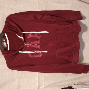 Maroon Gap Zip-up Hoodie - Glitter "Gap" - Size XL